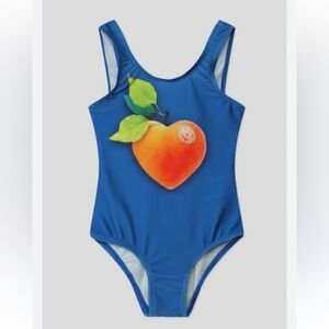 Molo Bathing Suit Girls 2T One Piece Nika Peace & Love Peach Swim Pool Ocean